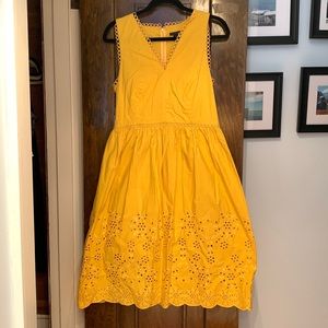 Yellow Ann Taylor dress with eyelet skirt